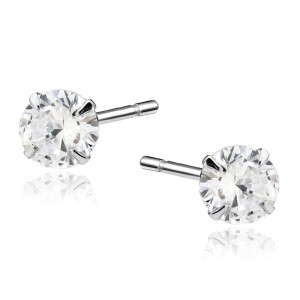 Cercei argint rodiat cu piatra 6mm DiAmanti 1CO6ER_W-DIA (Argint 925‰ 0,85 g.)